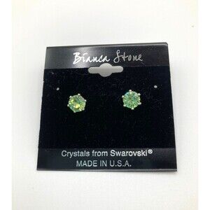 BIANCA STONE Women Peridot Crystal Stud Earrings Made with SWAROVSKI® Crystals